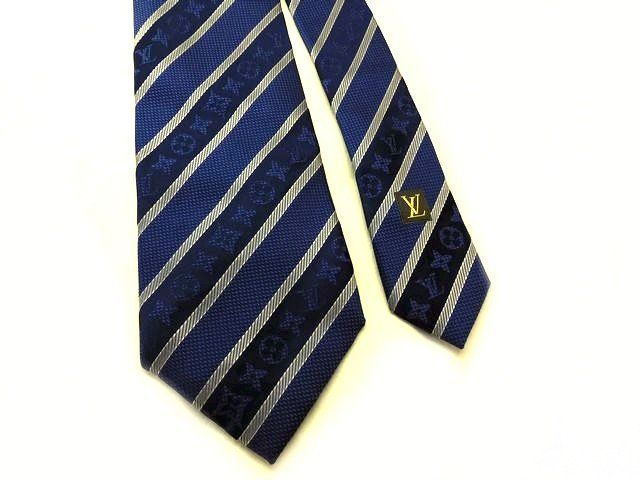 ルイヴィトン ブルーネクタイ ネクタイ・マイクロダミエ 8CM S00｜ルイ