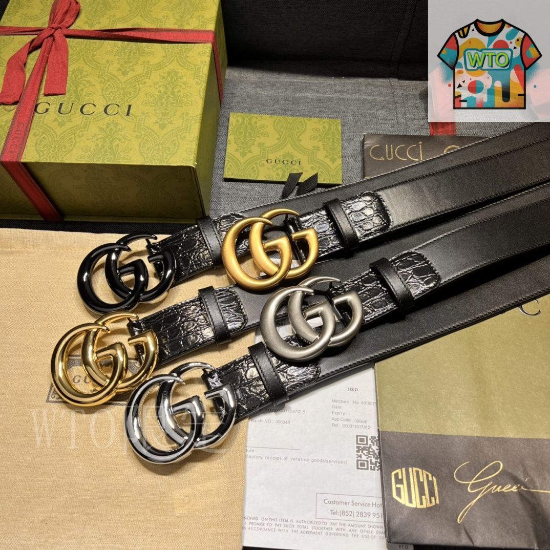 GUCCI ブラック レザーベルト 今日特価】GUCCI New Model ブラックレザーベルト with GG