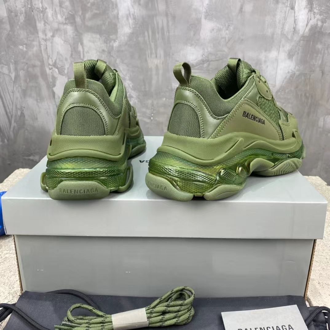 BALENCIAGA TRIPLE S CLEAR SOLE DARK GREEN