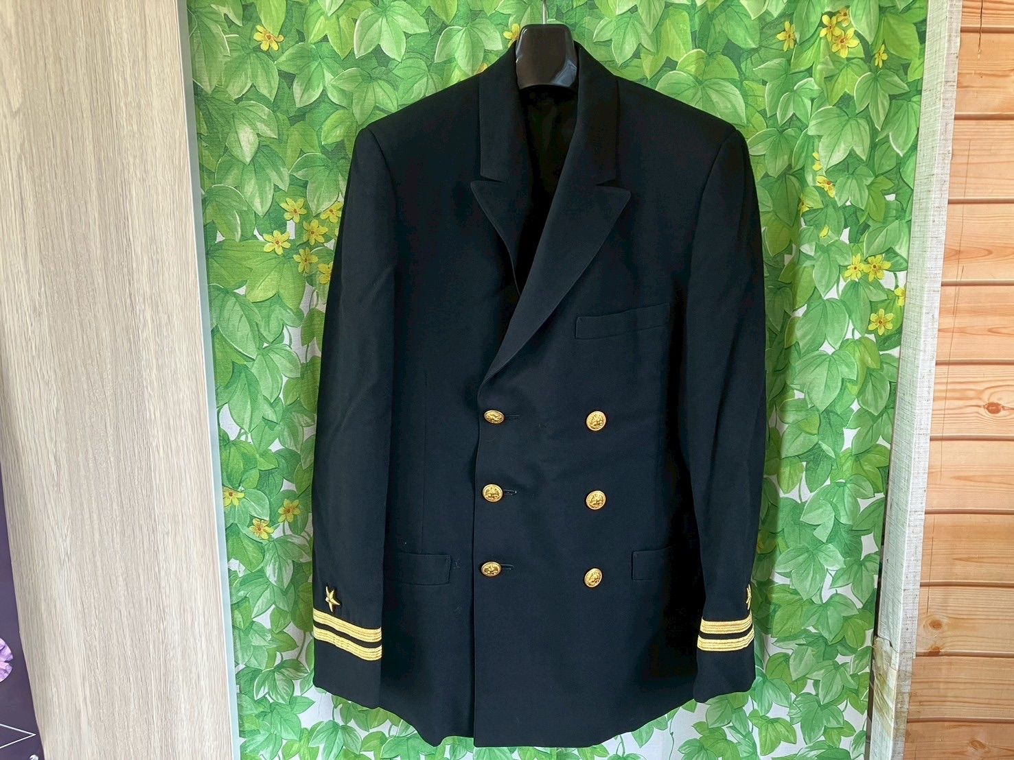 U.S.NAVAL ACADEMY アメリカ海軍 ミリタリー 金ボタン付き ダブルジャケット|ブレザー 紺ネイビー 軍服 制服 アーミー スーツ 現状品