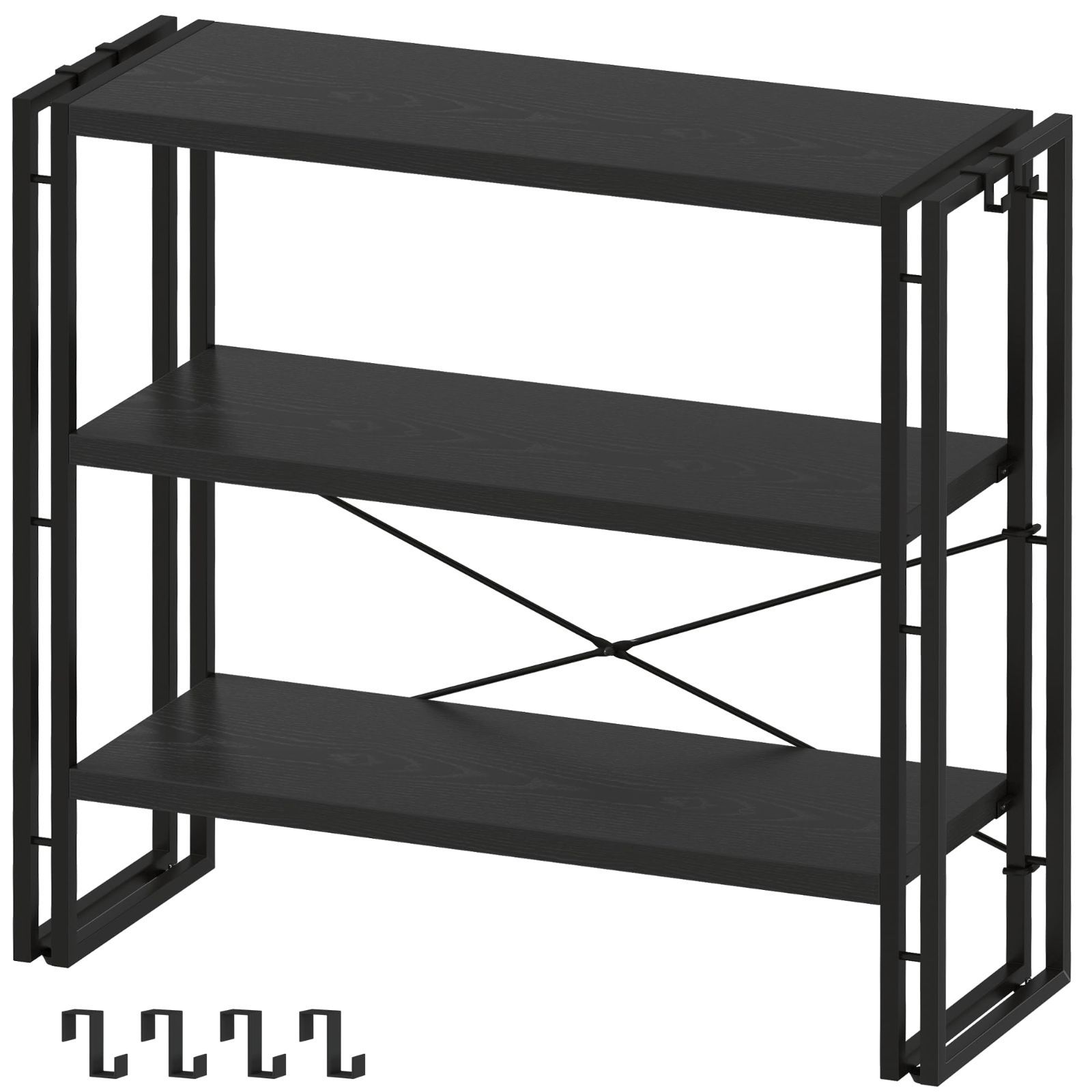 人気商品 キッチンラック オープンラック リビングラック 本棚 棚 収納 おしゃれ 木製 北欧 木目調 3段 組立簡単 オープンシェルフ ディスプレイラック ラック スチールラック HCHQHS 幅80cm