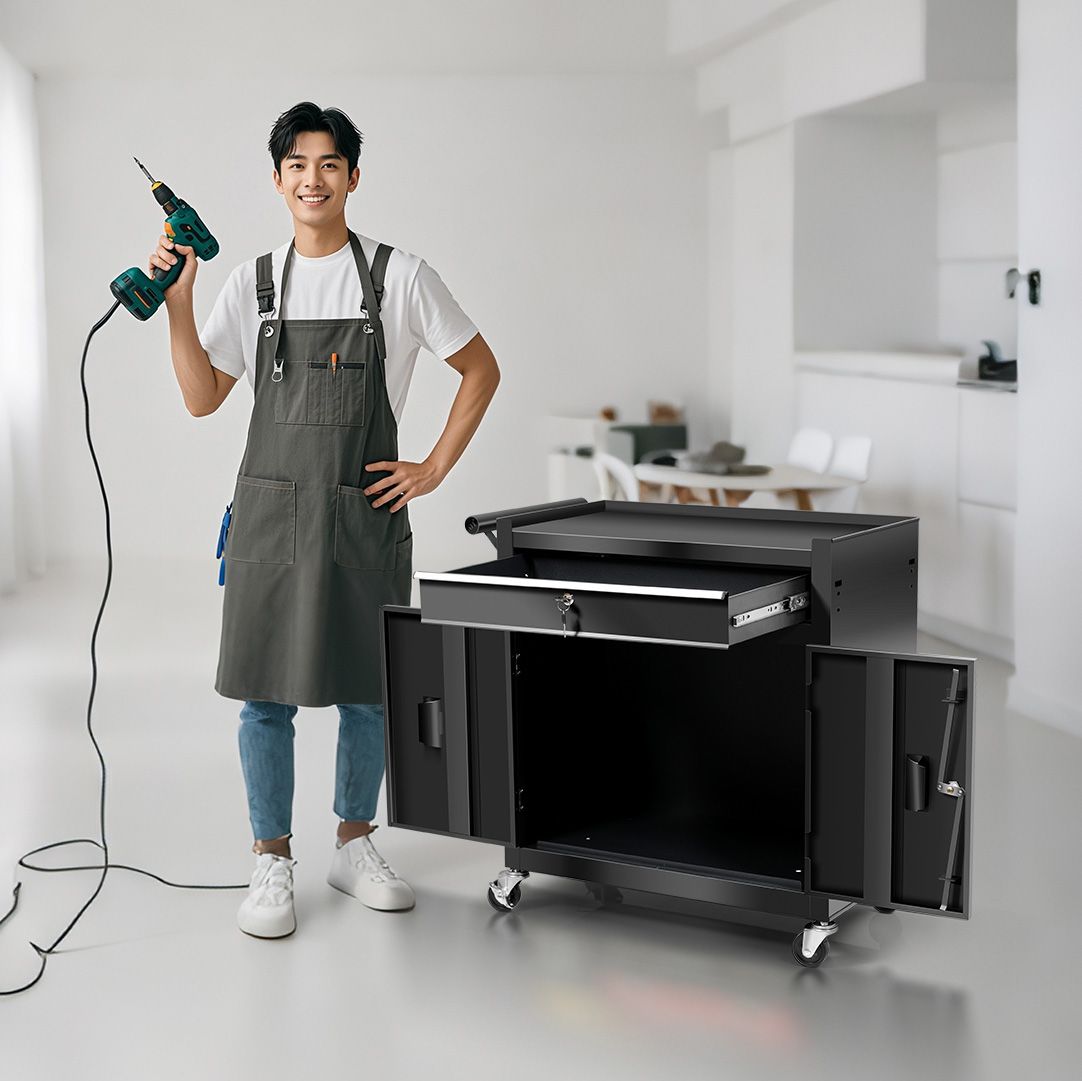 19%割 ツールキャビネット ワゴン カート ロールキャビネット スチール製 ブラック