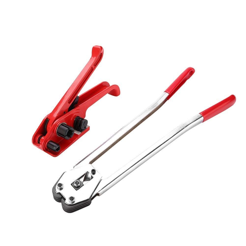 Hu0026Bツール 手動 梱包機 PP/PETバンド 梱包器 ポリストラップテンショナーカッター とシーラー バンド 引締機 引締器 結束機， 幅 13-19mm ポリ用テンショナー、19mm ストラップ幅用シーラー