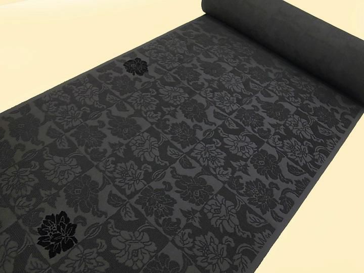 牡丹本輪奈ビロードコート反物 黒色