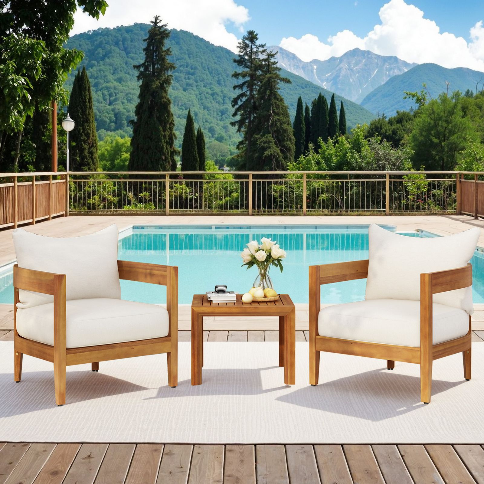 ガーデンファーニチャー 3点セット 天然木 屋外用 肘掛け ソファ ファニチャー ガーデンファーニチャー 3点セット 天然木 屋外用 肘掛け ソファ