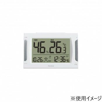 保土ヶ谷電子販売　FORMIA(フォルミア)　電波デジタル時計　見やすい　自動点灯　ホワイト　HT-021RC
