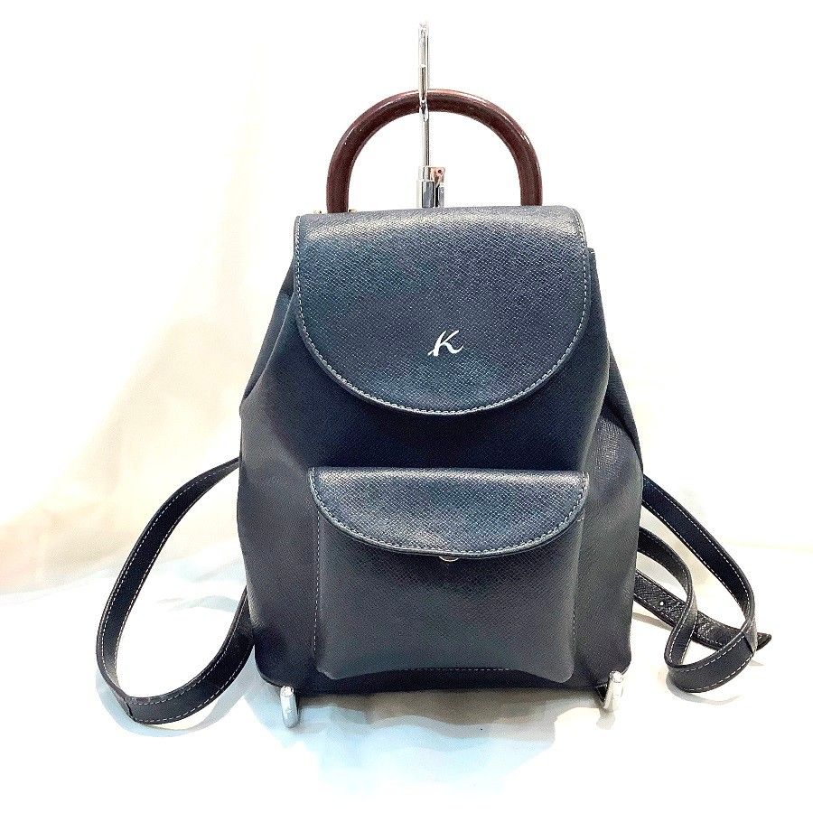 Kitamura　キタムラ　ロゴ　ミニ　リュック　レザー　本革　シボ革　ブラック Kitamura キタムラ ロゴ ミニ リュック レザー 本革 シボ革 ブラック