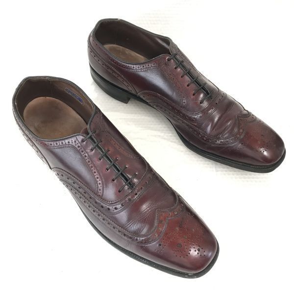 80s-90s アレンエドモンズ|Allen Edomonds|McAllister フルブローグ|ウイングチップ 13AAA|27.0-28.5|バーガンディ dress shoes◆cF-186<sale>