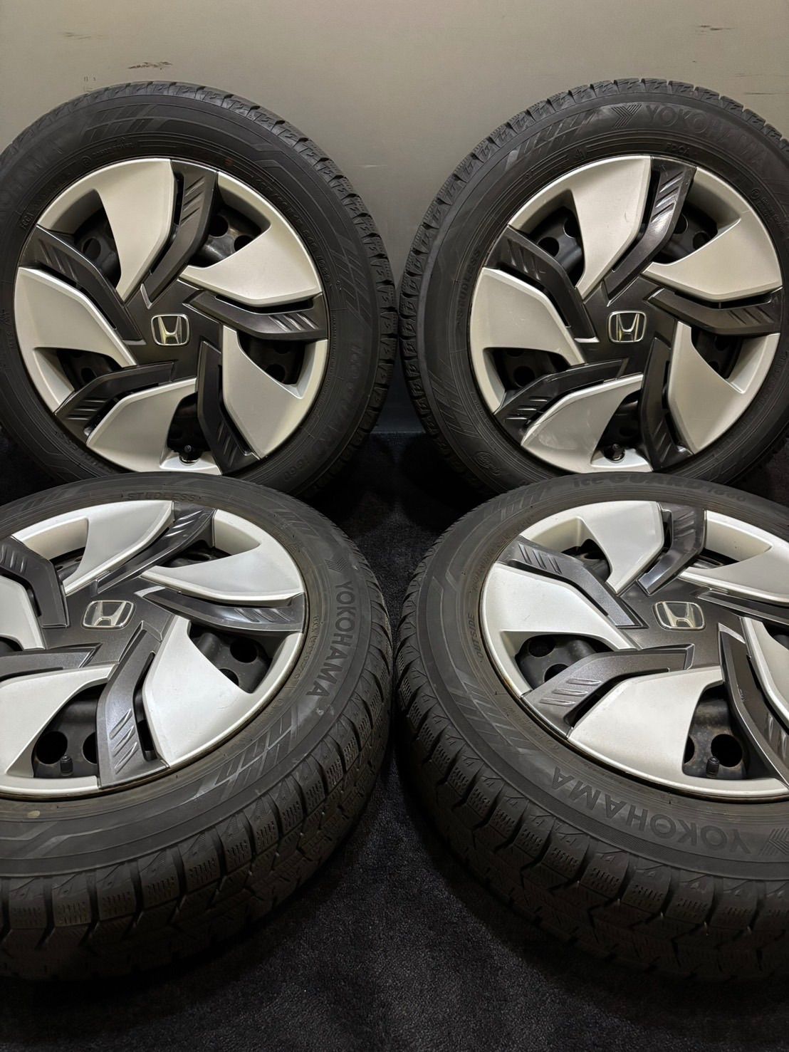 185 60R15 YOKOHAMA ice GUARD iG60 19年製 20年製 ホンダ 純正 スチール 15インチ 6J 50 100 4H スタッドレス 4本 フィット 南3-K257