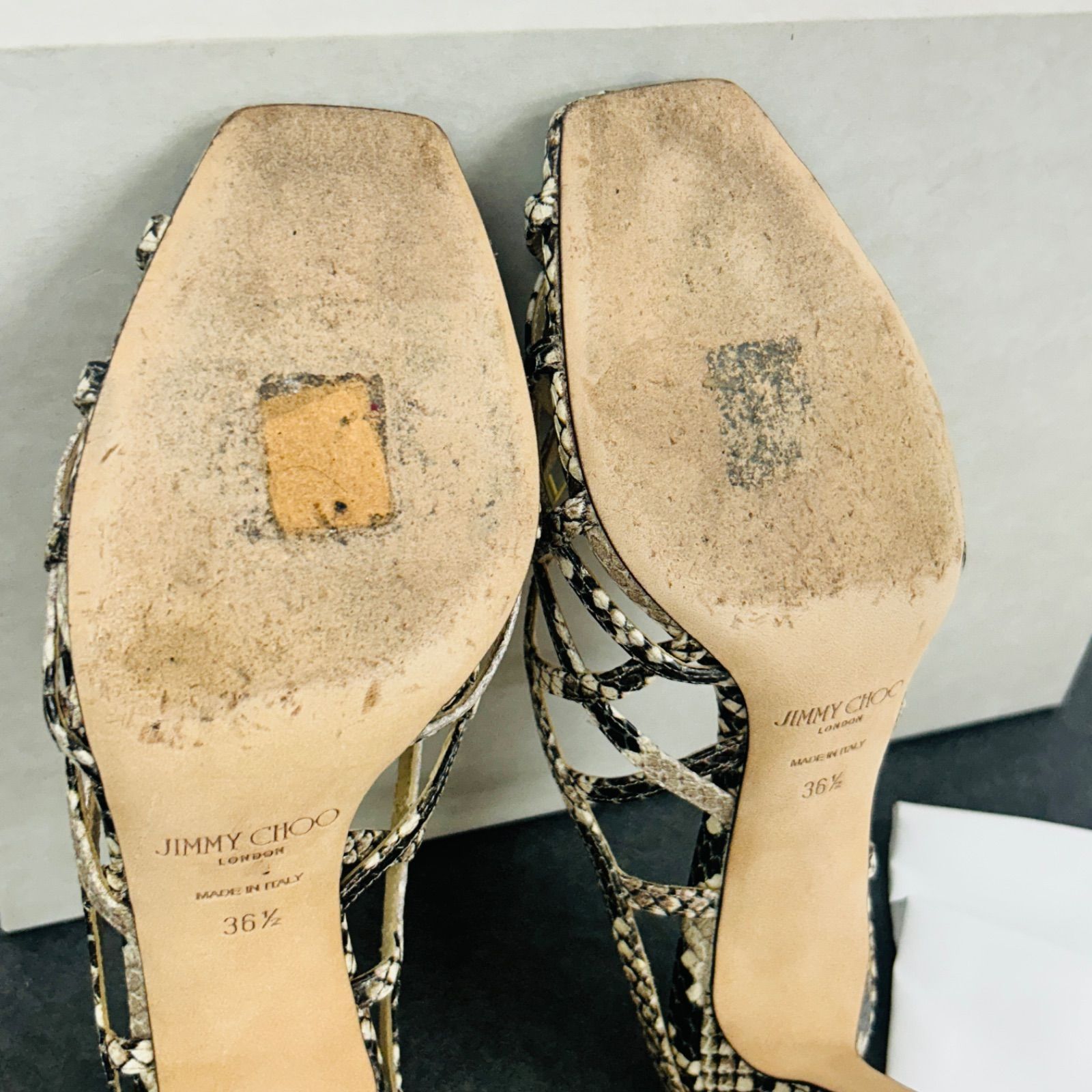 JIMMY CHOO サンダル ハイヒール パイソン柄 36 1/2 レディース