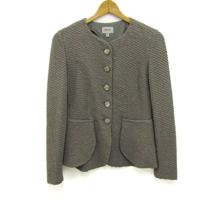 アルマーニコレッツォーニ ノー ジャケット アウター レディース 42サイズ カーキ系 ARMANI COLLEZIONI