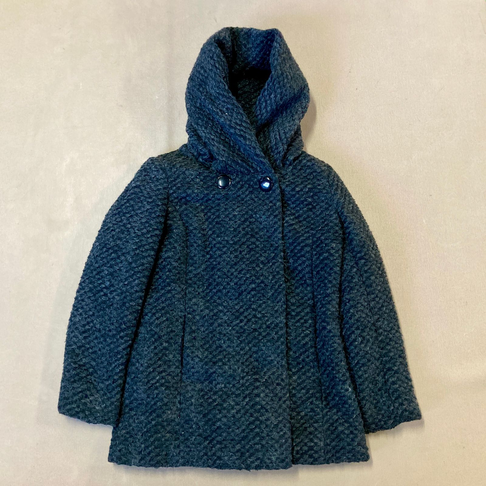 美品♪アンタイトル モヘヤ 羊毛 ショールカラー ダウンコート ブラック×グレー