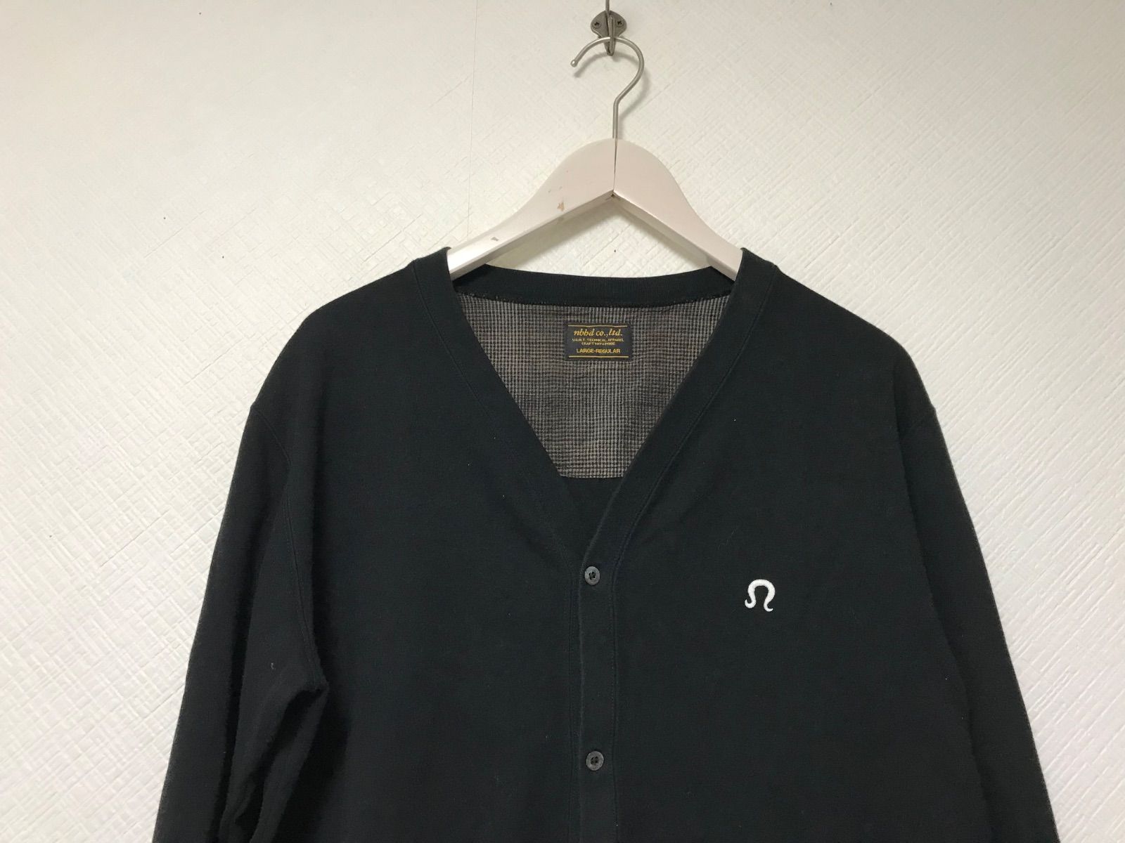 本物ネイバーフッドNEIGHTBORHOODコットンカーディガン長袖ロンTシャツメンズサーフミリタリーアメカジビジネススーツドレスストリートスケーターゴルフL黒ブラック