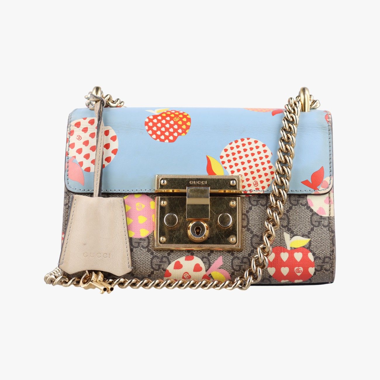 グッチGucciパドロック ベージュ×ブルー×マルチ PVCコーティングキャンバス×レザー 409487 B035222386