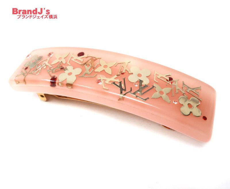 ルイヴィトン バレッタ アンクルージョン ヘアクリップ 髪留め レッド ピンク系 ゴールド金具 M 65305 ヘア ラインストーン LOUIS VUITTON 34335
