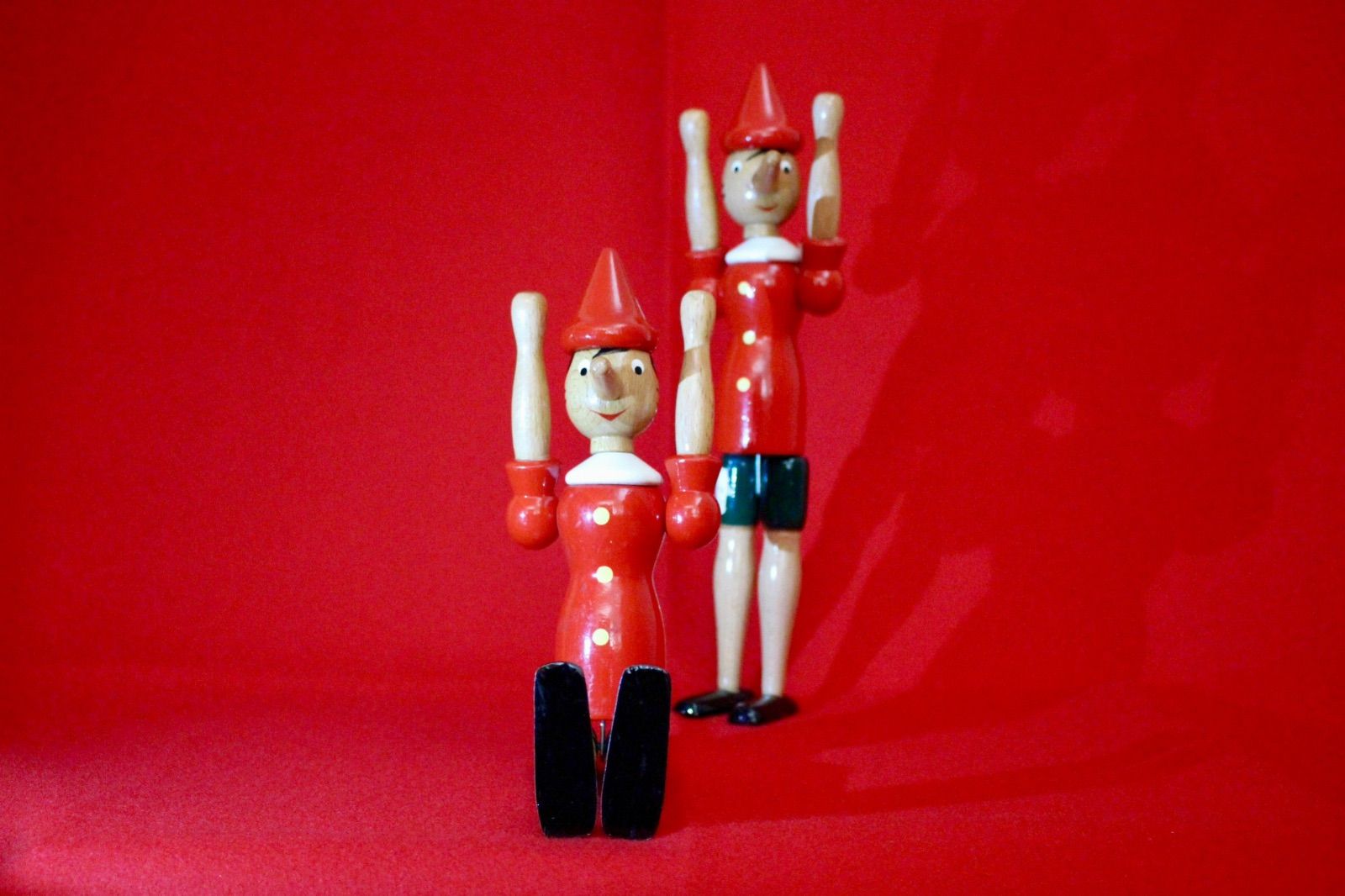 イタリア雑貨・ピエロコレクション【木製　ピノキオ　2体セット】 イタリア雑貨・ピエロコレクション【木製 ピノキオ 2体セット