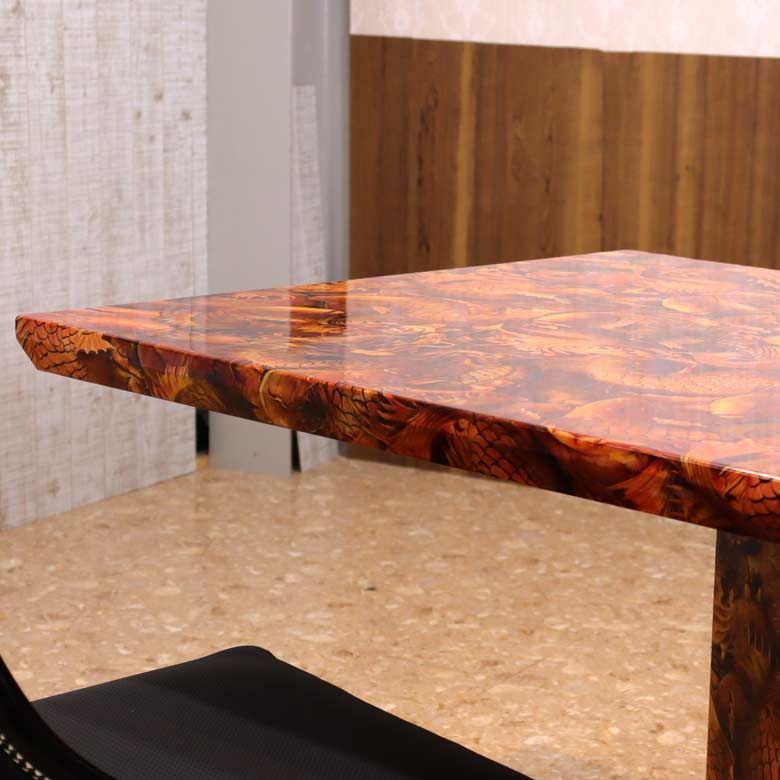 大理石 ダイニングセット 5点セット 180cm 本革 オレンジ 4人用 龍と鯉 大理石 ダイニングセット 5点セット 180cm 本革 オレンジ 4人用