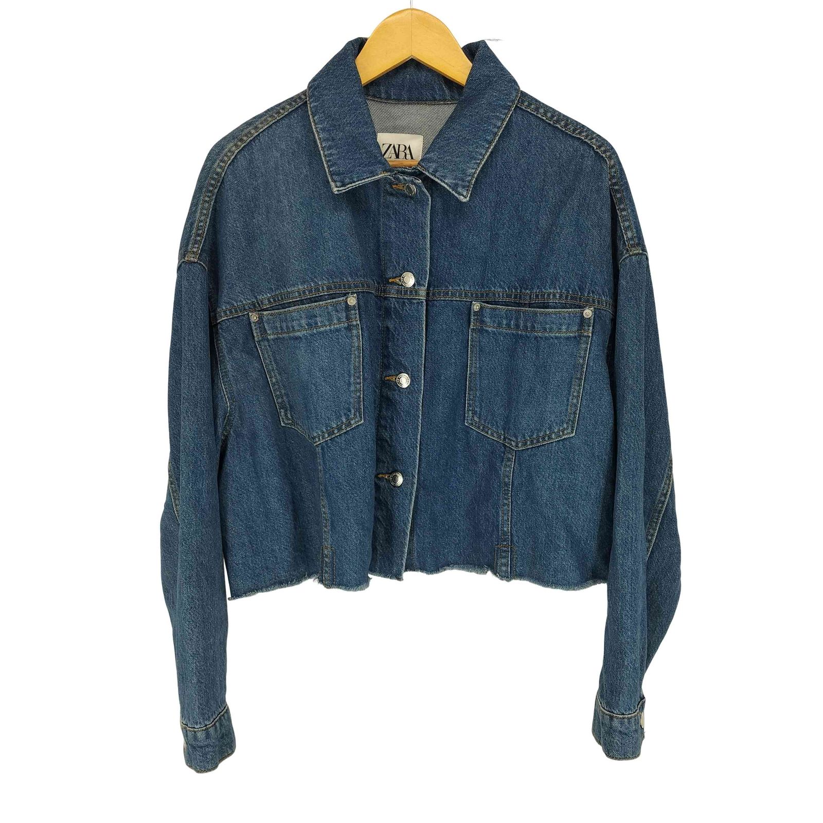 ZARA ZARA(ザラ) ジップアップ クロップド デニムジャケット