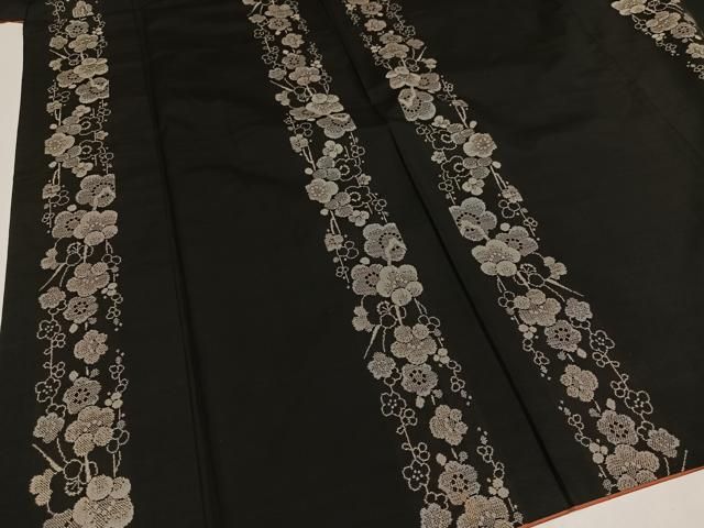 平和屋着物○本場大島紬 カタス9マルキ 風景文 黒地 正絹 逸品 AAAZ5000ck