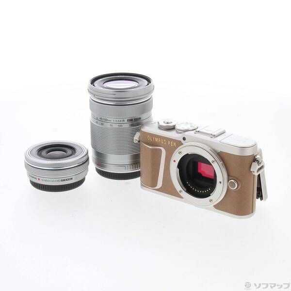 OLYMPUS E−PL8 E-PL8 EZ ダブルズームキット BROWN 中古品〕 PEN E-