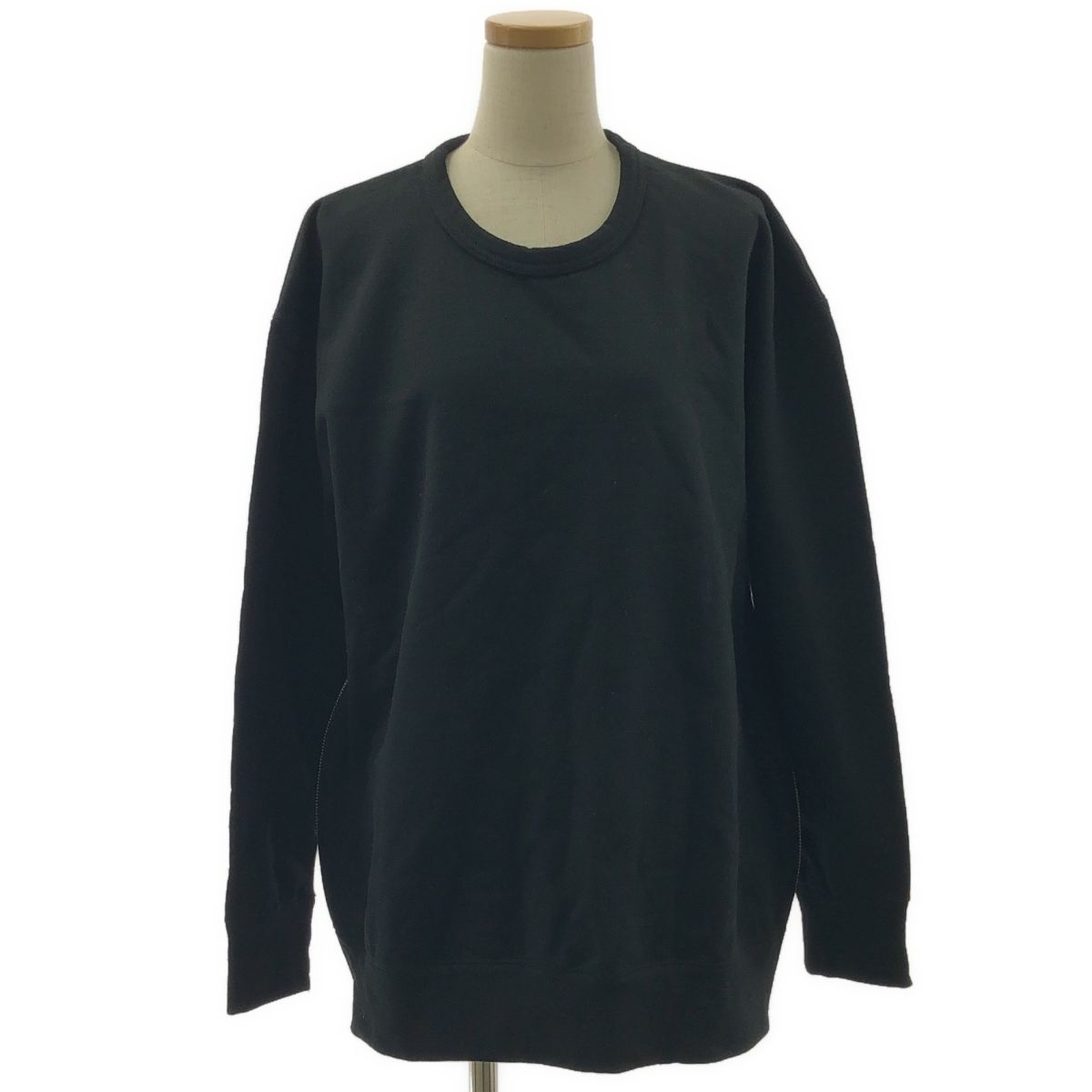 【美品】  COMME des GARCONS COMME des GARCONS / コムコム | 2022SS | コットン スリット サイドジップ オーバー スウェット トレーナー | M | ブラック | レディース
