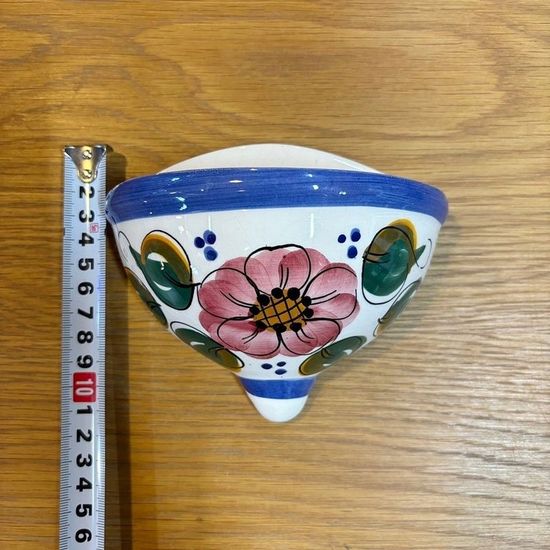 スペイン 陶器 壁飾り 壁掛け 約14cm 小物入れ 花器 輸入雑貨 ハンド