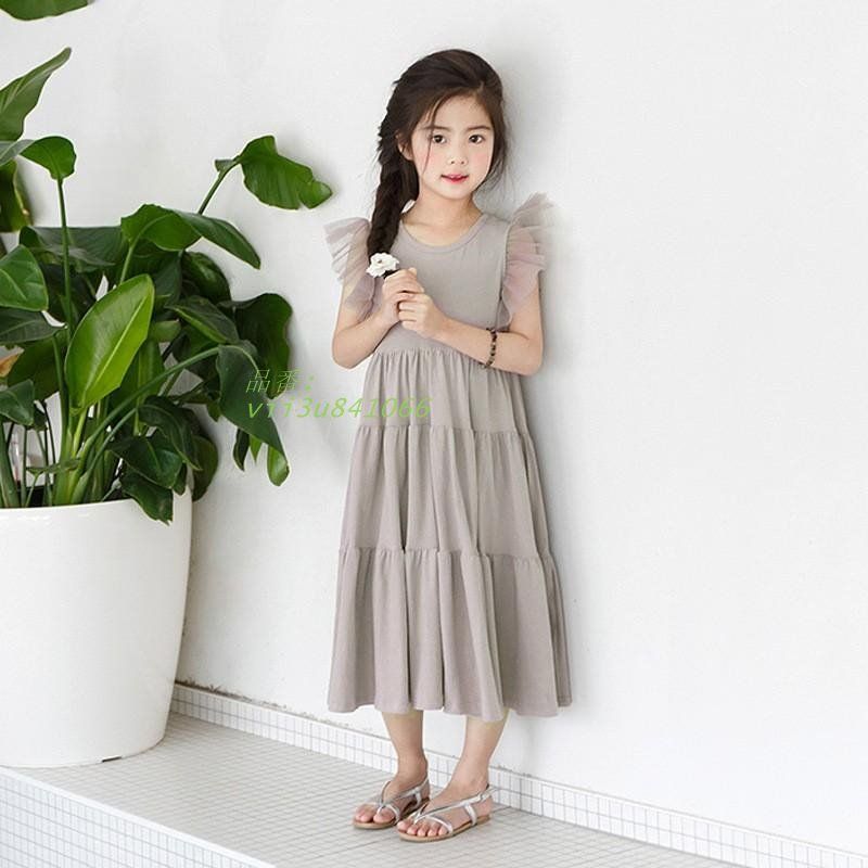 子供服 ワンピース ロング 女の子 薄手 ノースリーブ ビーチ ジュニア服 夏 切り替え リゾート 可愛い 入学式 卒園式 子ども服 おしゃれ 。 無地 チュール  vii3u841066