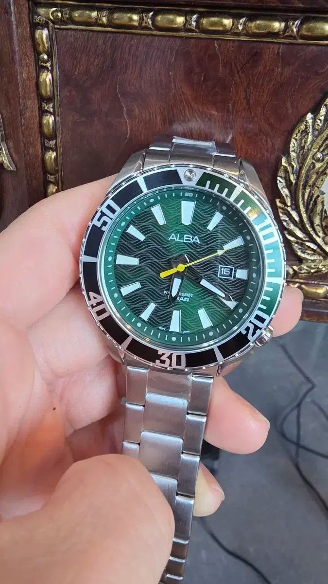 SEIKO セイコー SEIKO ALBA セイコー アルバ ALBA 緑文字盤 ダイバー 時計 メタル