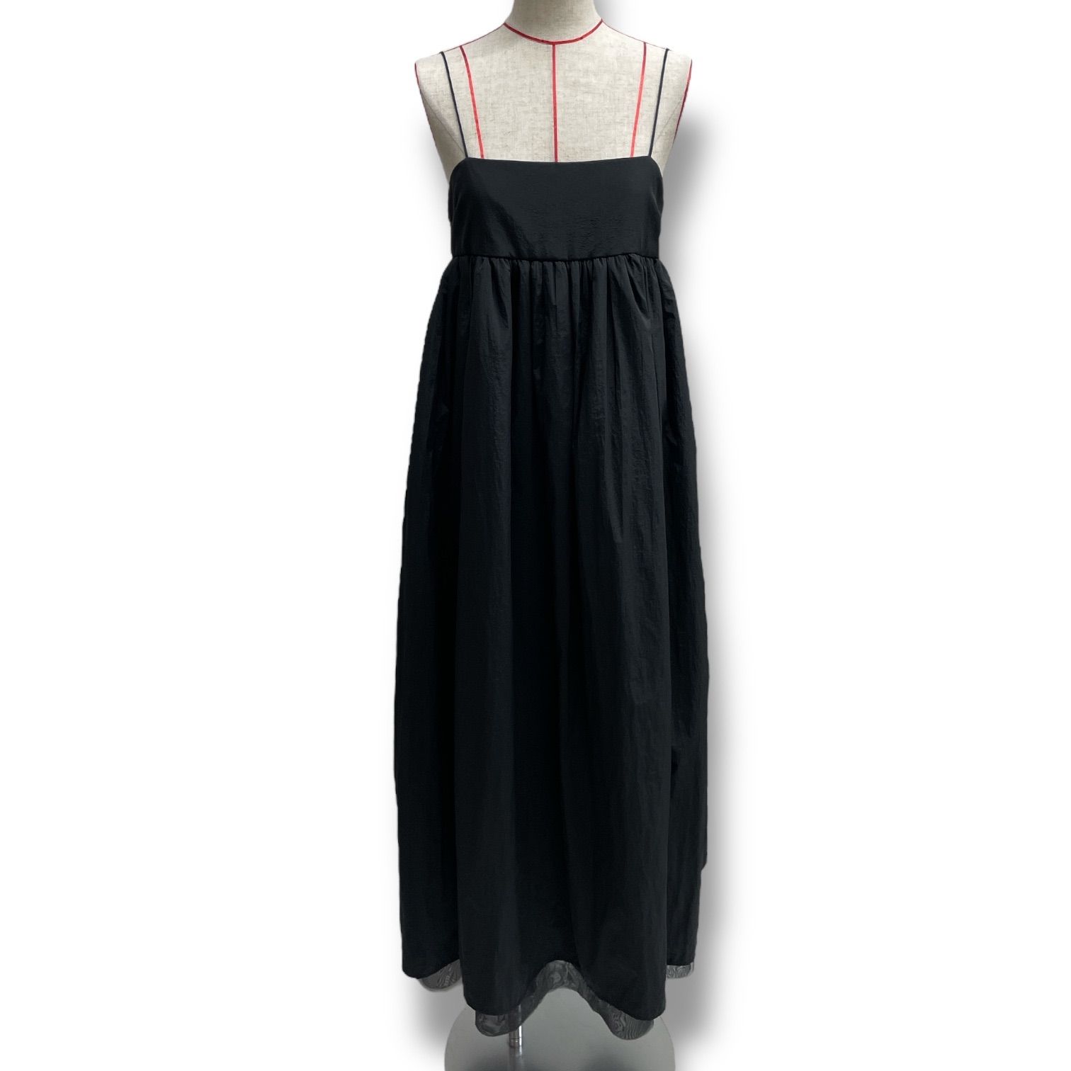 タグ付 ♥ Todayful トゥデイフル Washer Camisole Dress ワッシャーキャミソールドレス キャミワンピース ナイロン チュール ボリューム ブラック 黒 サイズ38 レディース 秋 ゴーゴー古着久喜倉庫店 No.1164
