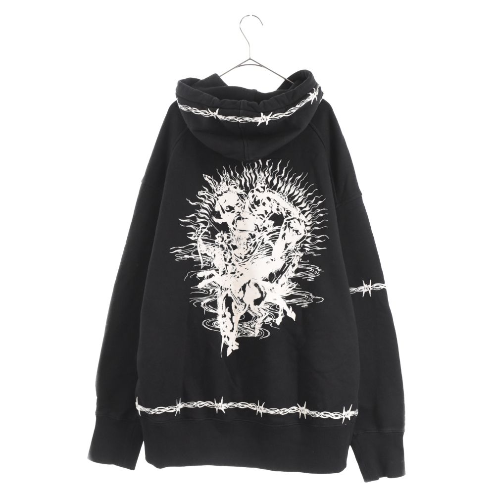 GIVENCHY ジバンシィ 21AW 4G BOTHSIDE LOGO EMBROIDERED PULLOVER HOODIE BMJ0CQ3Y6V 両面立体刺繍ロゴスウェットプルオーバーフーディ スウェットパーカー ブラック