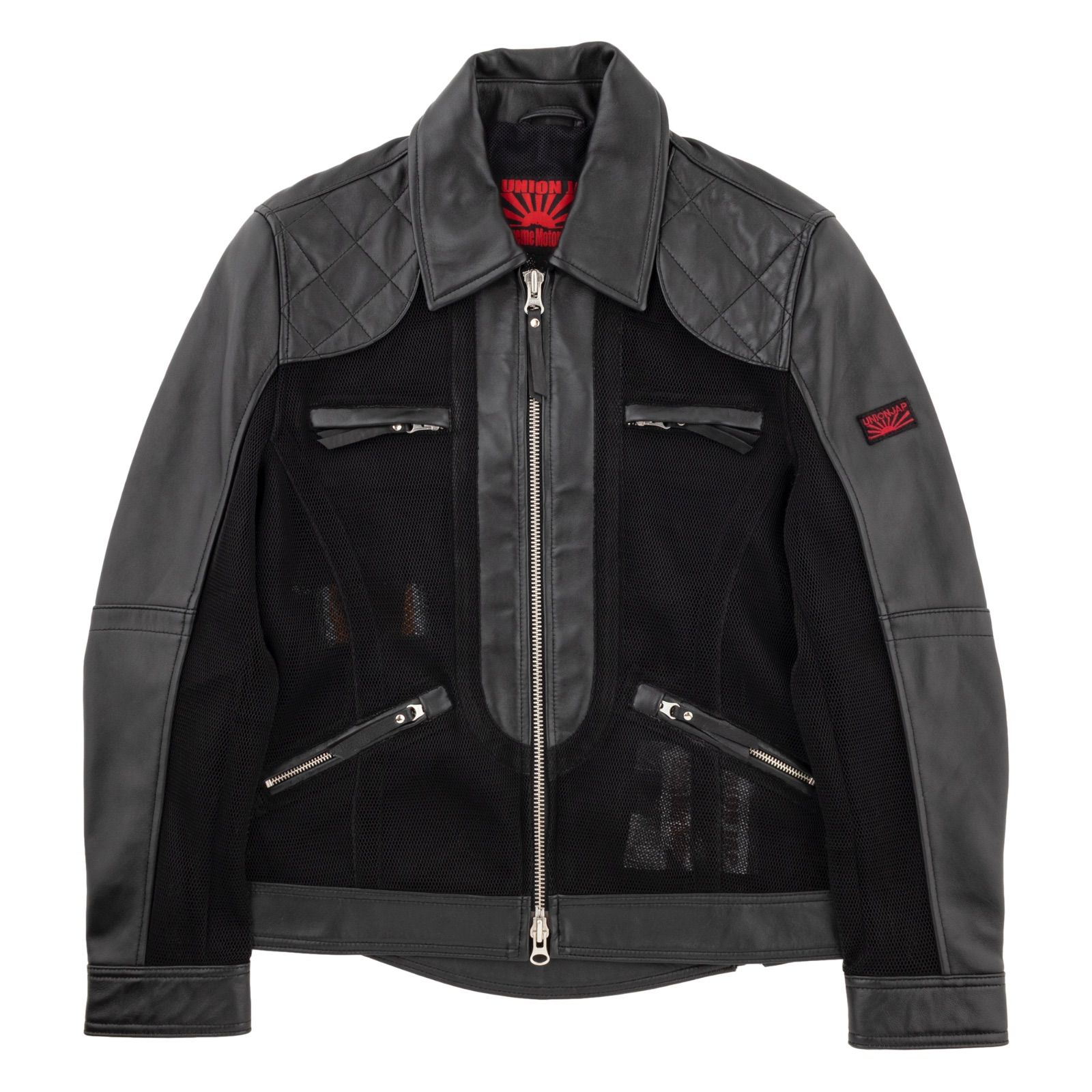 UNION JAP ラムレザー×メッシュ トラッカーライダースジャケット