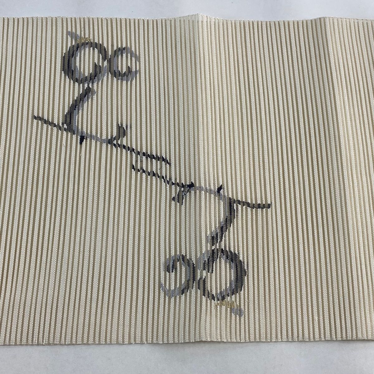 名古屋帯 秀品 夏帯 紗 雪輪 草花 金糸 箔 クリーム 正絹 【中古