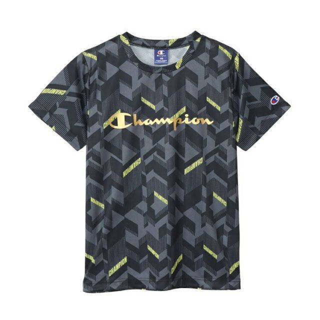 HANES ヘインズ SHORT SLEEVE ブラック 160サイズ CK-XS305 90 | スポーツ 運動 服 衣類 ウエア ウェア トップス ショートスリーブ Tシャツ 半袖 着心地 メッシュ素材 ポリエステル 幾何学 シンプル 機能
