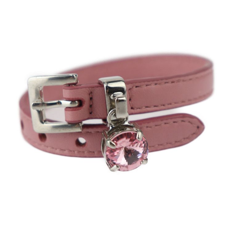 新品 ミュウミュウ miumiu マドラス MADRAS ブレスレット ピンク MIU MIU ミュウミュウ スタークリスタル付きマドラスレザー