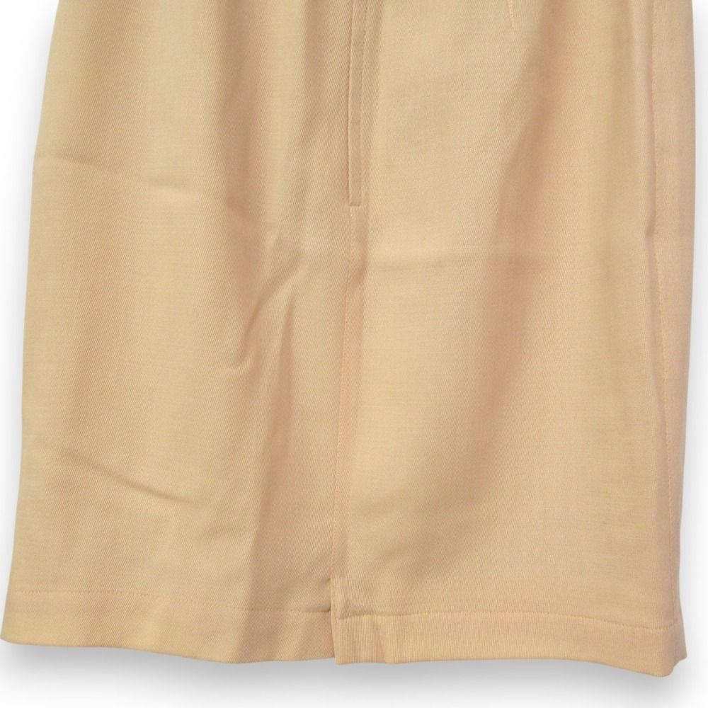 良品 Thierry Mugler ティエリーミュグレー ウール ノーカラージャケット+ひざ丈スカート セットアップ オレンジベージュ系 レディース 古着  USED