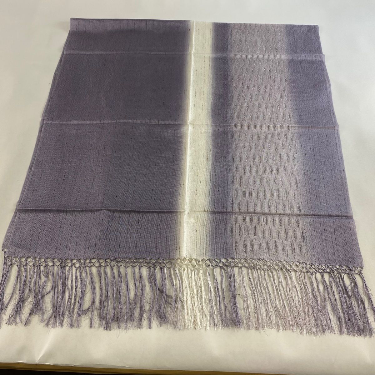 和想庵 大版 正絹縮緬ショール 房付き 黄色 梅絞り出し