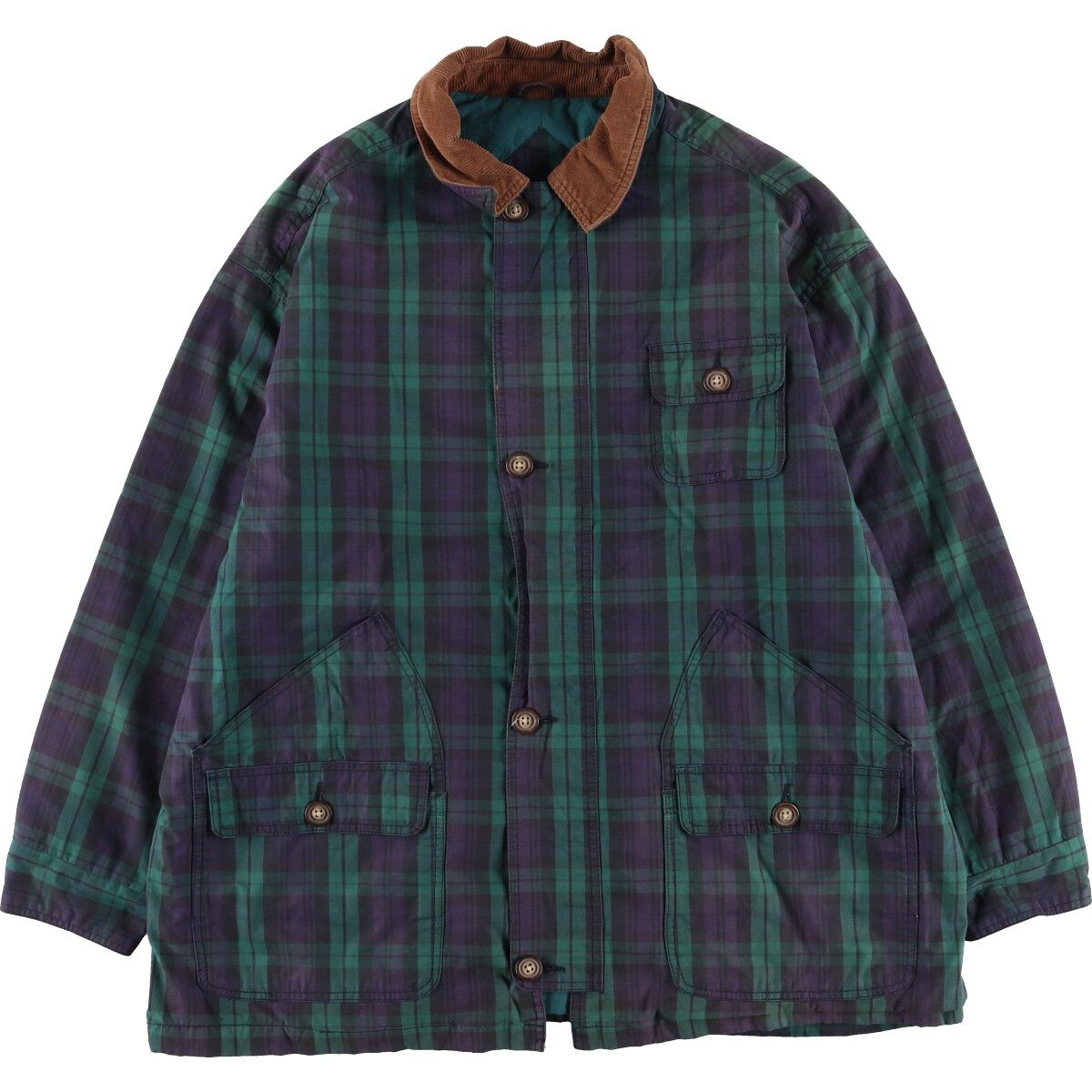 古着 90年代 ギャップ GAP オールドギャップ ブラックウォッチチェック 中綿入り ハンティングジャケット メンズL相当/eaa420049