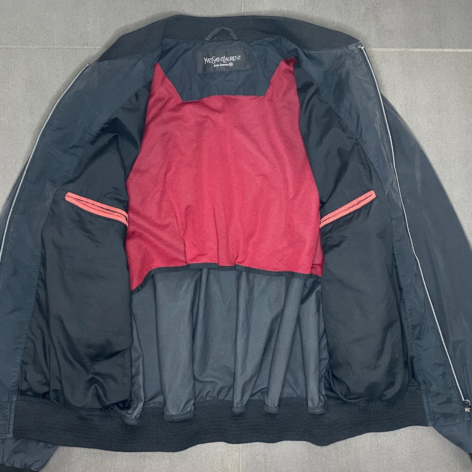 YSL イヴ・サンローラン ワンポイント刺繍ロゴ ジップアップ ブルゾン