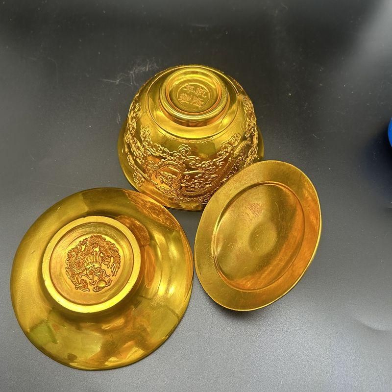 銅製 清乾隆竜鳳茶器 湯飲み 装飾品 現代工芸品 美術品 置物 銅製 清