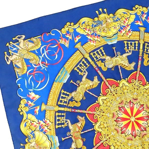 apzs エルメス HERMES カレ90 LUNAPARK 遊園地 スカーフ 紺 青