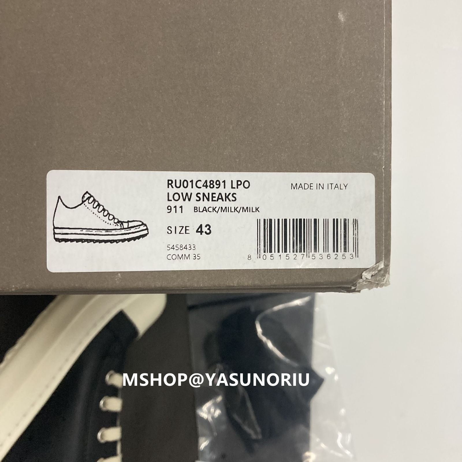 Rick Owens LOW SNEAKS レザー スニーカー RU01C4891LPO911