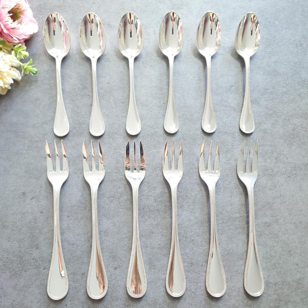 クリストフル パール ケーキフォーク コーヒースプーン 12点