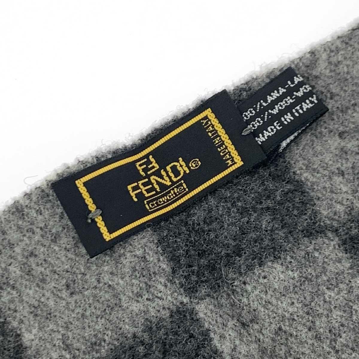 FENDI マフラー　グレー　リバーシブル　ウール100% フェンディ　ズッカ 楽天市場】FENDI フェンディ マフラー ズッカ柄 ストライプ