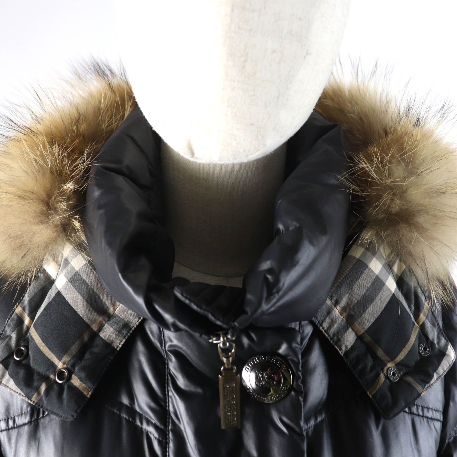 【美品】BURBERRY BLUE LABEL ダウンコート 着脱可能ファー　M BURBERRY BLUE LABEL 美品☆BURBERRY バーバリーブルーレーベル