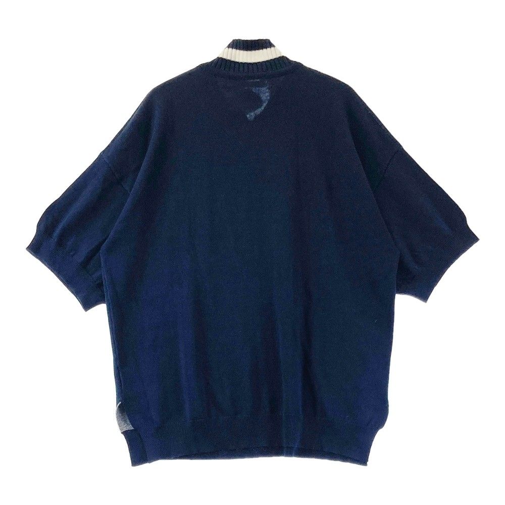 サイズ：5 RUSSELUNO ラッセルノ ニット 半袖ポロシャツ ネイビー系