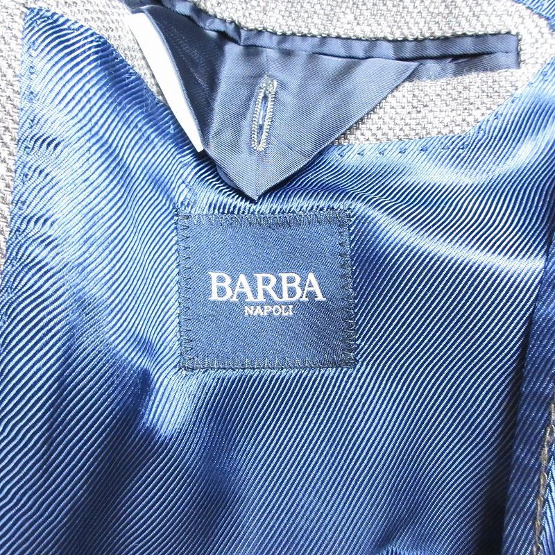 17SS バルバ BARBA リネン ウール テーラード ジャケット ブレザー 3B ブルゾン アウター 上着 50 XL グレー ブラウン ur42