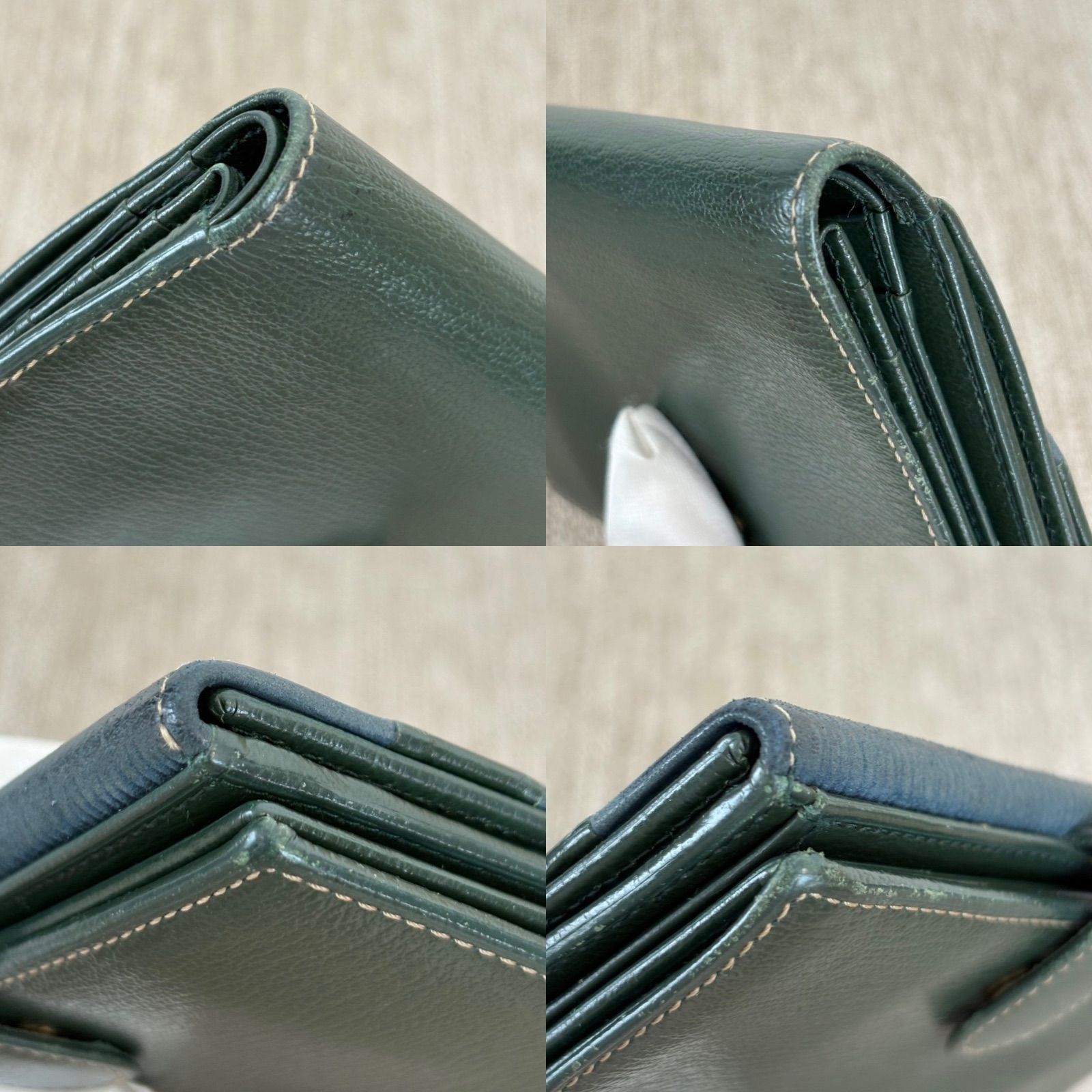 【箱付き】ロエベ 折り財布 ベラスケス グリーン レザー ヴィンテージ214 箱付き】ロエベ 折り財布 ベラスケス グリーン レザー