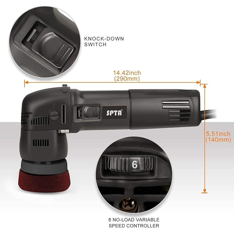 SPTA ポリッシャー,75mm小型 ランダムオービタル式,100V六段変速2000-5500RPM 恒定回転速度 業務用 家庭用 自動車用 車磨き  バイク用, 木工 錆消し 傷消し キズ消し 艶出し ワックスがけ 床磨き 家具のキズ修復 様々な 表面部分のコ - メルカリ