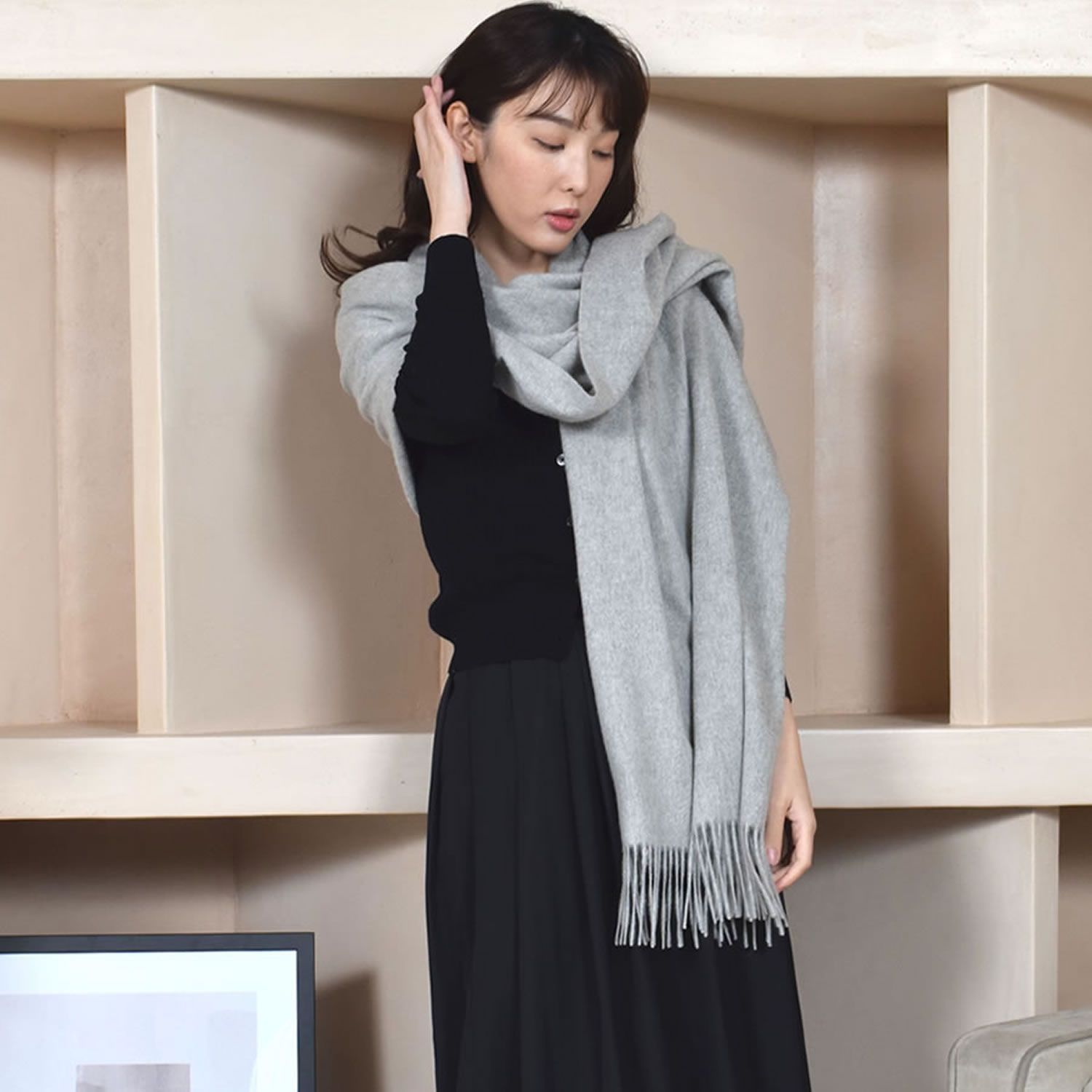 極上カシミヤ100%☆大判ストール☆ チャコールグレー 極上カシミヤ100%☆大判 ストール☆チャコールグレー S11594468