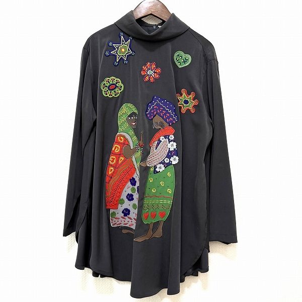  anc トクコ TOKUKO 1 erVOL チュニック 9 チャコールグレー系 刺繍 人物柄 タートルネック レディース 948365 長袖 チュニック